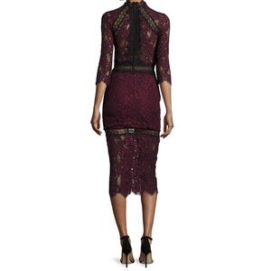 Alexis “Marisa” Elegant Burgundy Plum Sheer Sexy Lace Dress Size XS